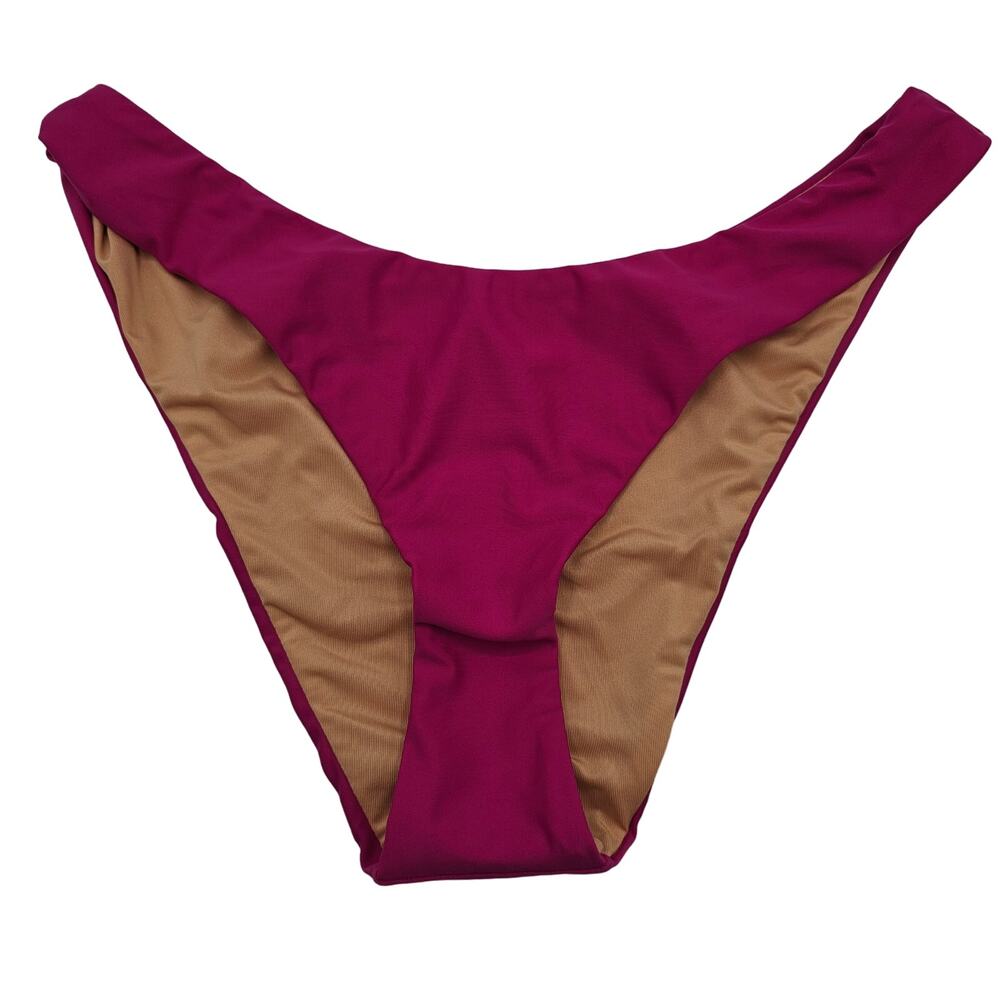 J, Crew Womans size S Curved Waist cheeky Bikini Bottom in Pink Mid-Rise NEW